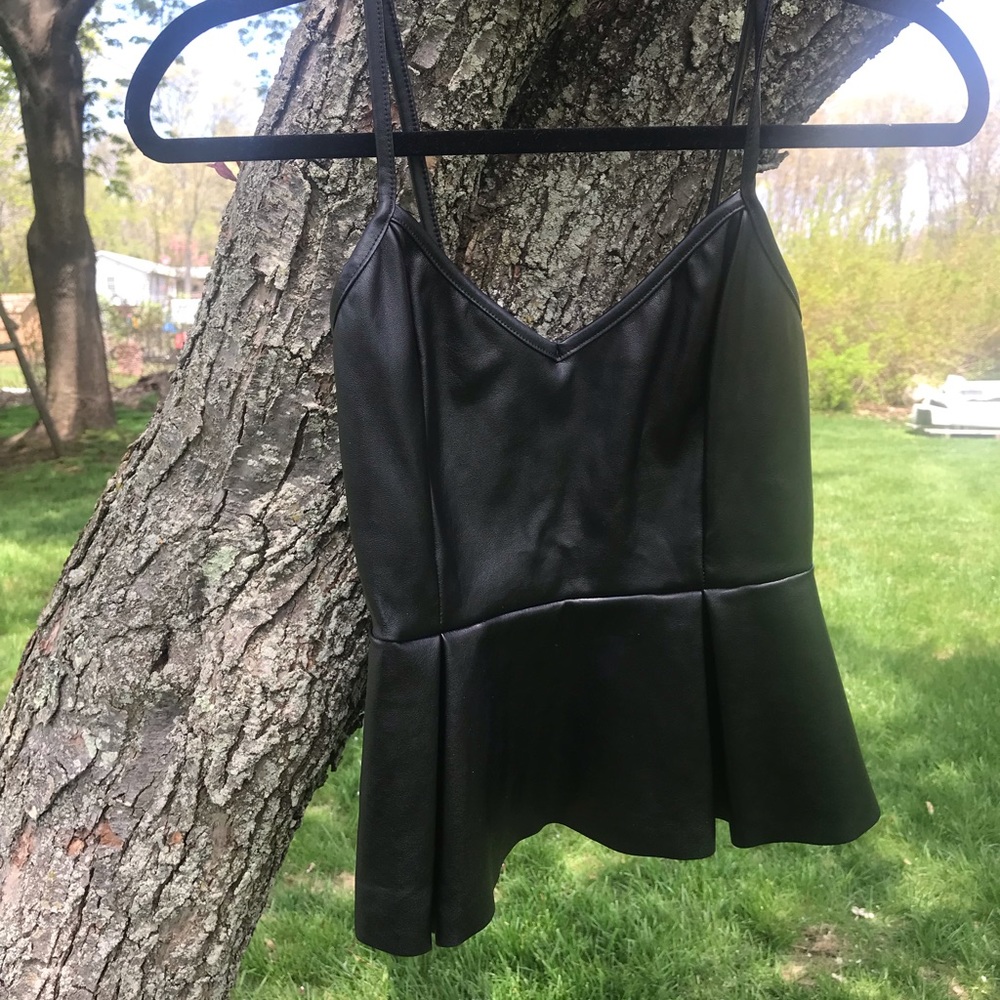 Charlotte Russe black pleather peplum tank